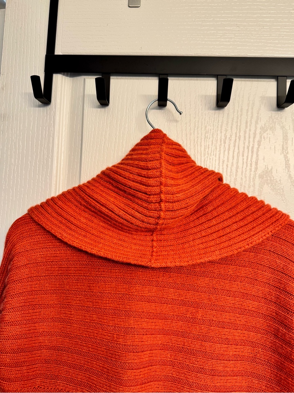 Open-Front Ribbed Cardigan Sweater in Bright Orange - Picture 6 of 10